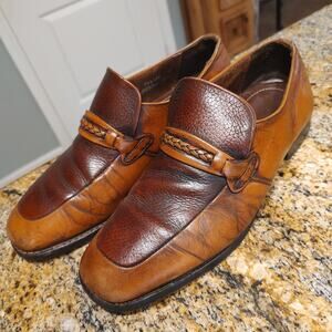 Vintage Nunn Bush Brown Leather Loafers Size 8 1/2 EEE ID 944100